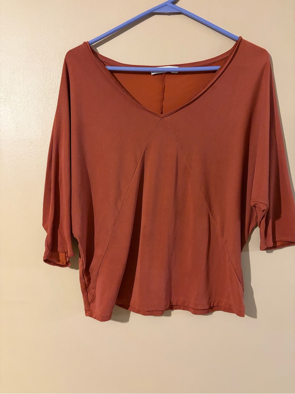 Mango Women's Rust V-Neck Boxy Short-Sleeve Top